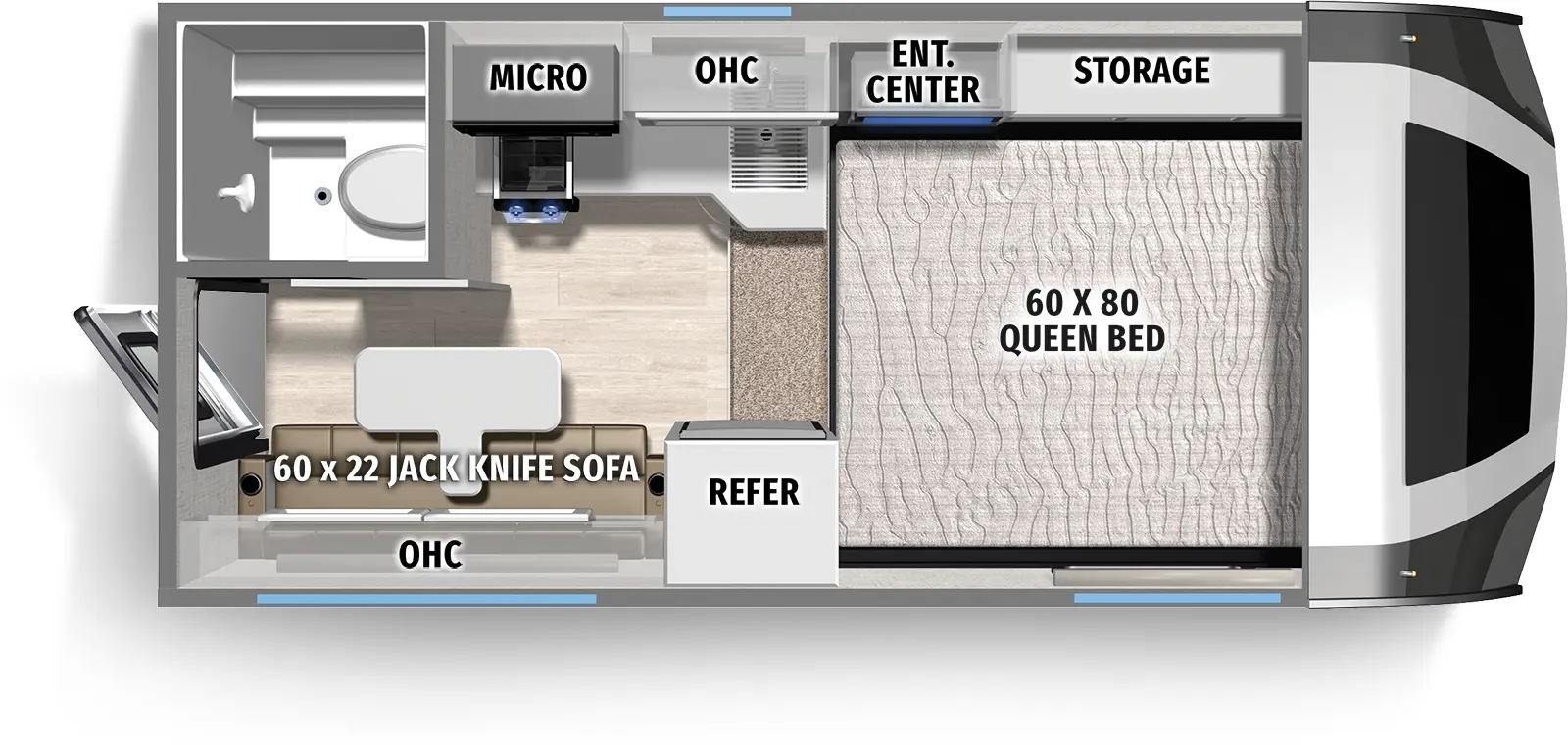 The Real Lite Truck Camper HS-1803 floorplan features include: toilet.